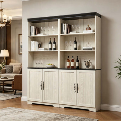 Combinez librement un ensemble de 2 grandes bibliothèques de rangement PCS, des étagères ouvertes à hauteur réglable et une armoire à porte fermée, une bibliothèque de rangement en MDF robuste et anti-basculement pour le bureau de la chambre d'étude du salon
