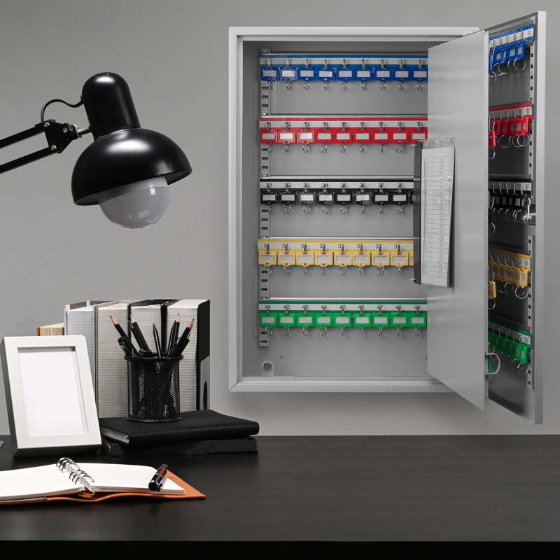 Contenant à clés réglable en acier gris 150 avec serrure, fixé au mur pour une armoire pratique pouvant contenir 150 clés, facile d'accès