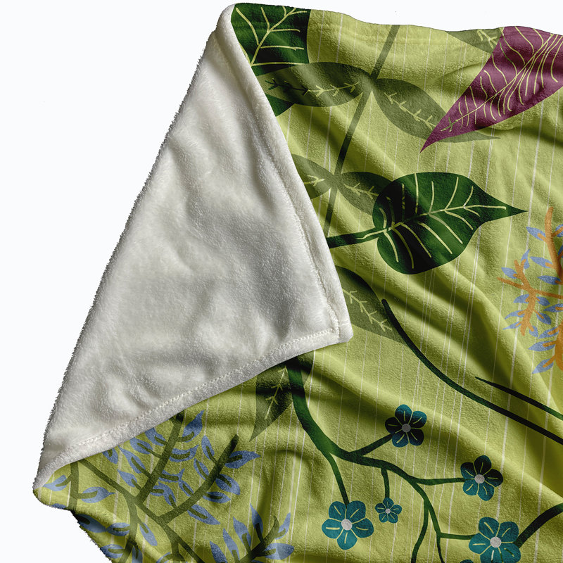 Oliverio Plain Weave / Muslin Throw Blanket, Green