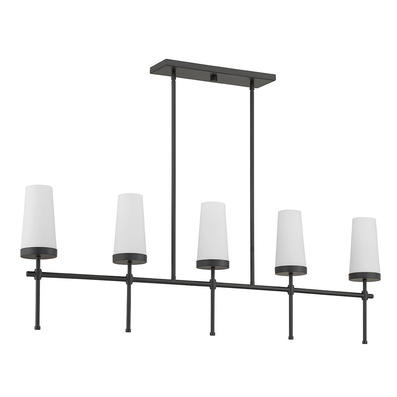 Luminaire suspendu linéaire à 5 lumières pour îlot de cuisine Doloris, Noir mat
