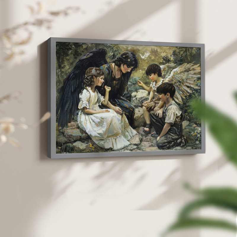 Angels From Above-XCI - Impression encadrée - Restickable, Gris, H 22 po x l 28 po