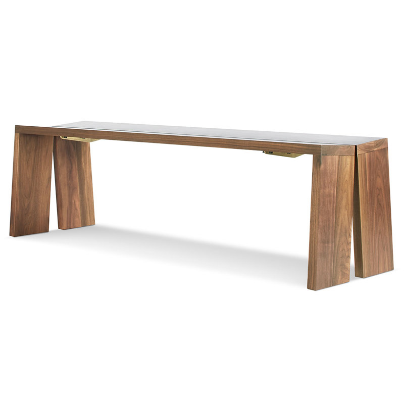 Amicable Solid Wood Dining Bench, Walnut, 17.5" H x 60" W  x 17.1" D