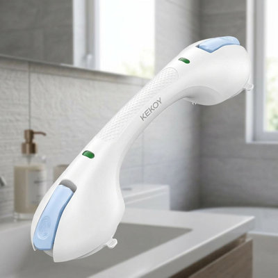 Barre d'appui de 17,5 po pour salle de bain - Indicateur d'aspiration bleu - Anti-dérapant robuste pour personnes âgées