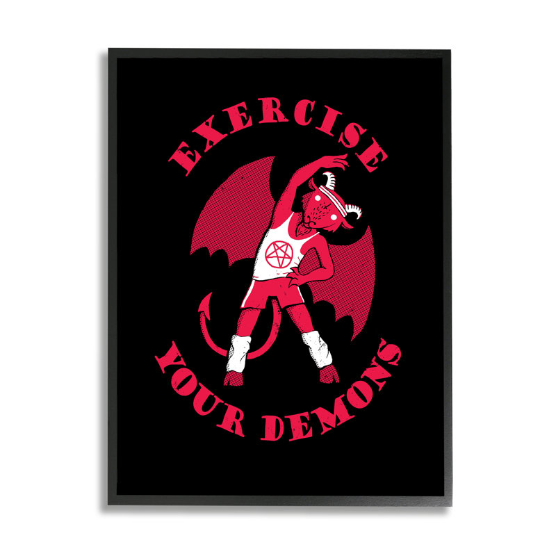 «Exercise your demons» par Michael Buxton - impression, L 16 po x H 20 po, Giclée encadrée noir minuit