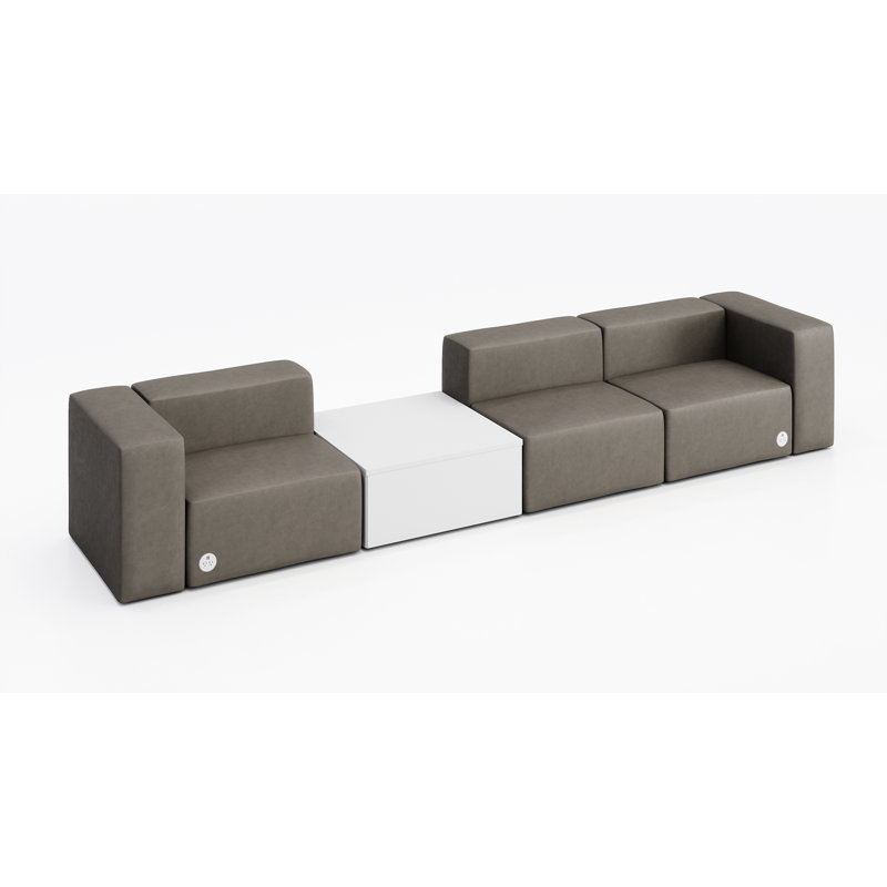 Canapé pour 3 personnes avec table d'appoint en vinyle, avec prise de courant, Tempête