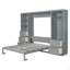 Grand lit escamotable mural avec placard, tiroirs et tablettes