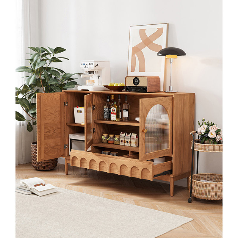 Buffet en bois massif de style scandinave, H 31,5 po x l 55,1 po x P 15,7 po