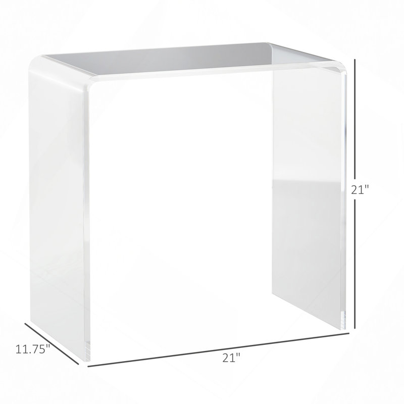 Table,21" Long Rectangle All Acrylic 15Mm Thick Waterfall Coffee Table, Clear