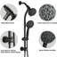 Douche de spa noir mat avec perceuse - tige en acier inoxydable et barre coulissante à 7 têtes à 7 réglages en couleur