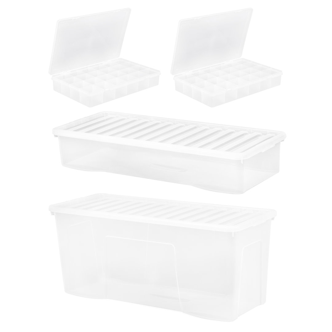 Wham Festive 4 Piece Tree, Decoration & 2 Bauble Storage Boxes Clear - Image 3