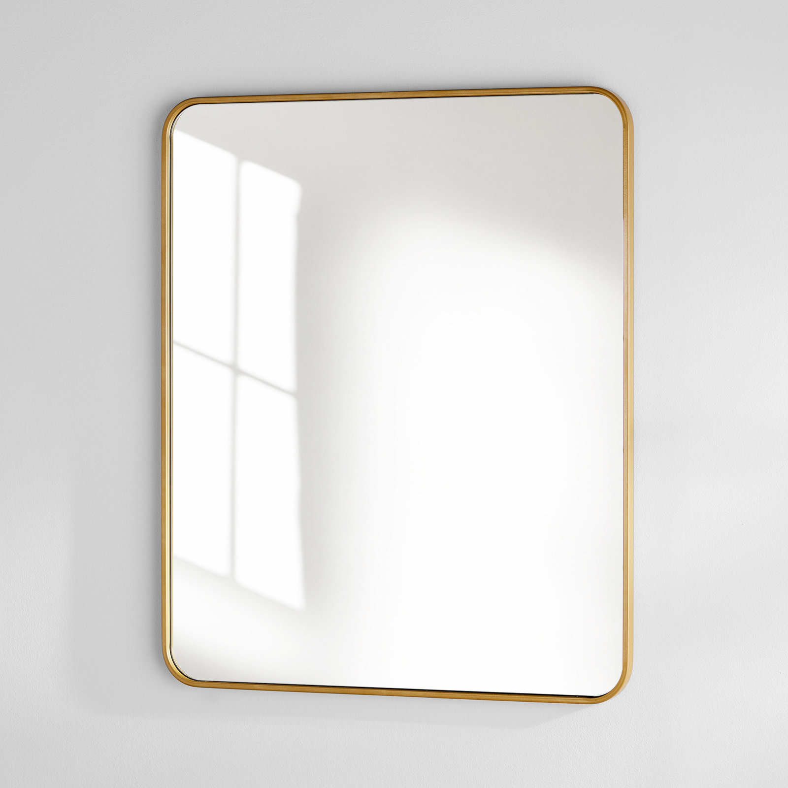 Sabine Metal Rounded Rectangle Wall Mirror, Brass, 36" x 30"