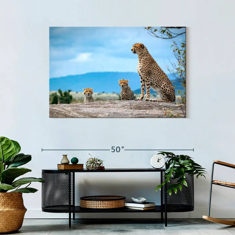 Cheetah And Cubs, 30" H x 45" W
