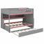 Lit superposé multifonctionnel avec escalier, lit gigogne et tablettes de rangement, DEL-1195608515