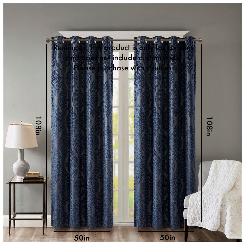 Cullie Blackout Single Curtain Panel, 50" W x 108" L, Navy