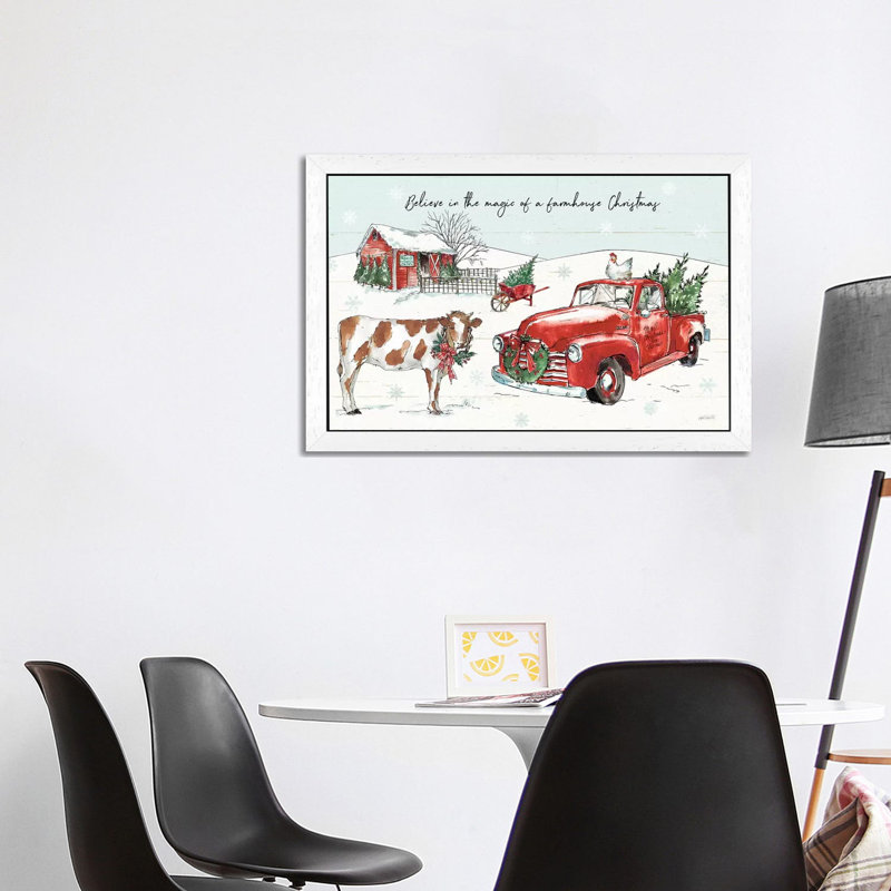 Holiday On The Farm II - Believe by Anne Tavoletti - Floater Frame Painting on Canvas, 152.5 cm H x 101.5 cm W, White Framed