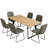 7 - Pices Modern Kitchen Dining Set, 63'' to 86.6'' Extendable Dining Table with 32.8"H Upholstered Dining Chairs for 6 Person-119358126-119358127