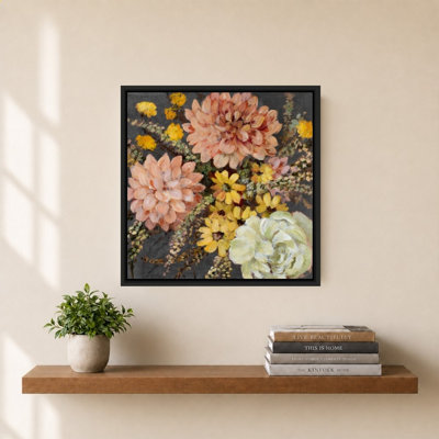 Daises and Dahlias on Black by Lanie Loreth - Graphic Art on Canvas