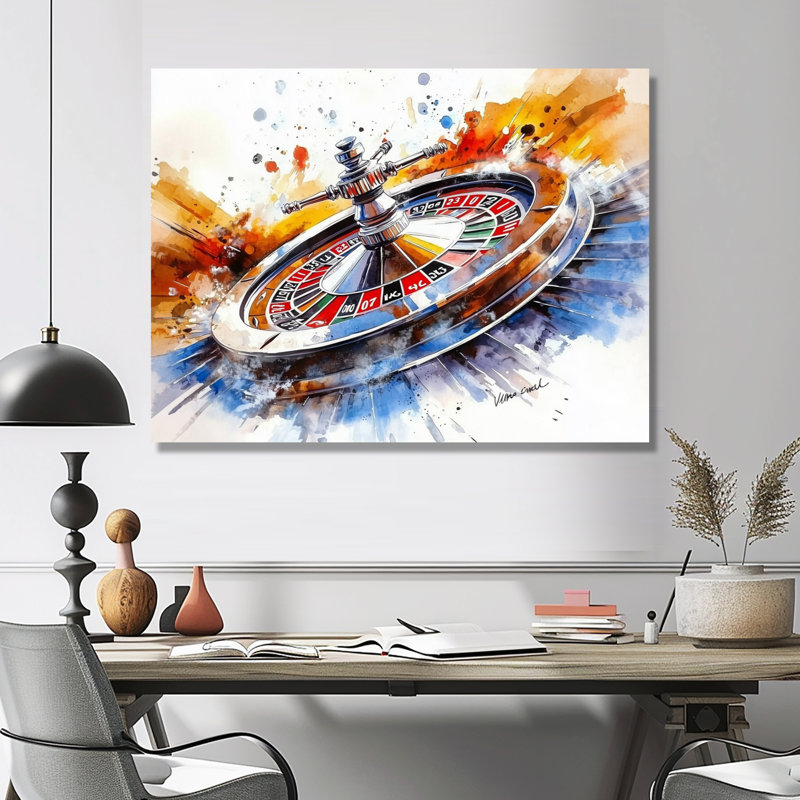 Roulette de casino I - art mural jeux et casino, 34" H x 44" W, Toile tendue, Ne s’applique pas