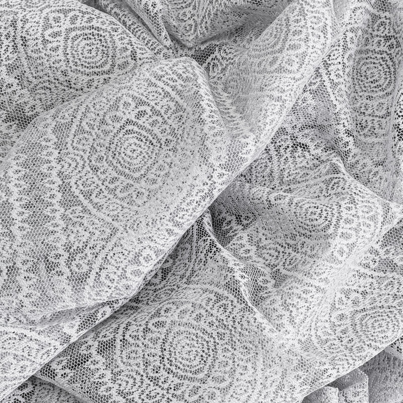 Emmeric Delicate Lace Abstract Tailored 54" Window Valance, Gray