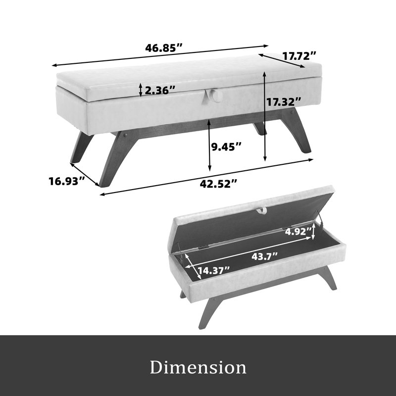 Pieds en bois massif pour la pesée et tabouret de lit avec fonction de rangement, Beige