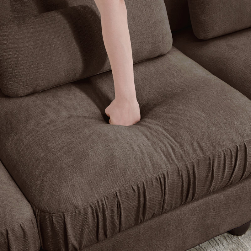 Canapé sans accoudoirs en tissu chenille avec coussin - Brun