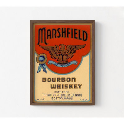 Marshfield Bourbon Whiskey par Vintage Booze Labels, affiche de whisky rétro, idée de cadeau de propriétaire de bar, affiche de bouteille d'alcool rétro