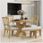 Modern Zanera 5-Piece Dining Table Set, 44" Round Dining Table with Curved Bench & Side Chairs,kitchen table set,dining table set,dining room set-789393346
