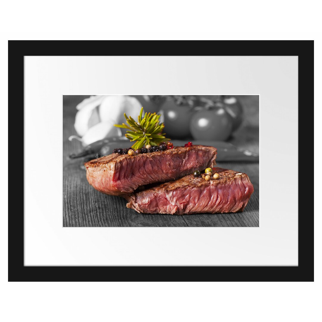 Gerahmtes Poster Leckeres Pfeffer Steak Medium