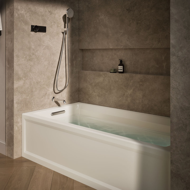 Archer® 72" x 36" Soaking Bathtub, Biscuit, Left