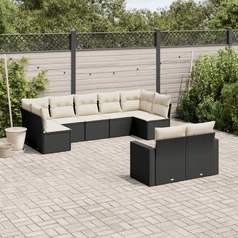 Vidaxl Garden Sofa Set Black, Cream White
