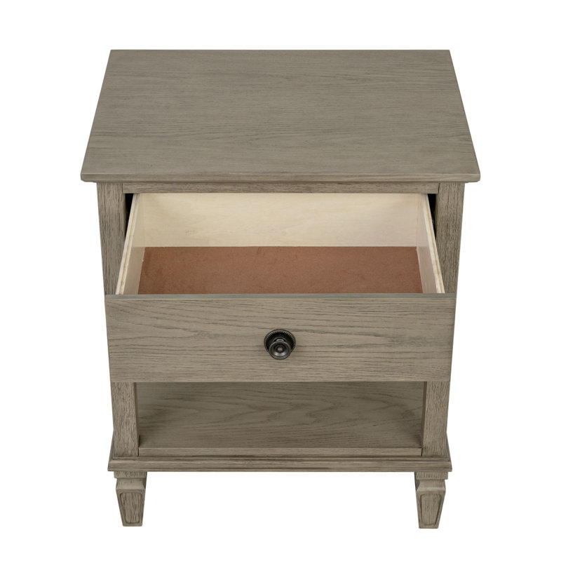 Table de chevet Victoria gris récupéré, Gris