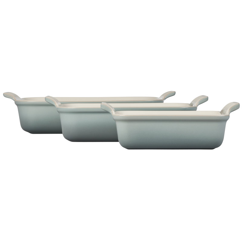 Sea Salt Blue Stoneware 3-Piece Rectangular Baker Dish Set