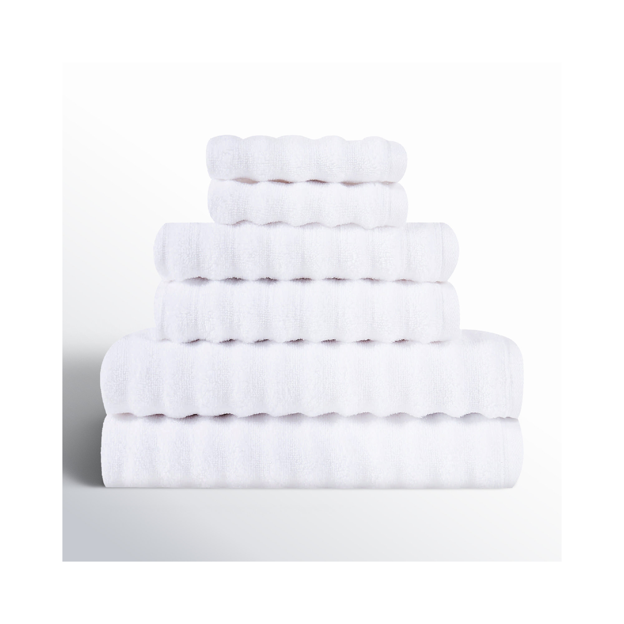  Zero Twist 6 Piece Towel Set, White