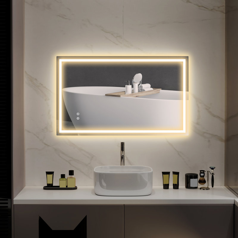 Miroir de salle de bain mural 39 "x 24", transparent