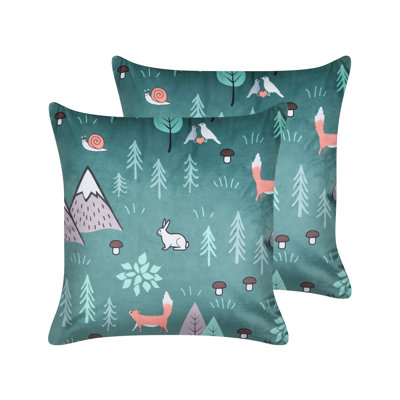 Kirshe Green Square Throw Cushion With Filling