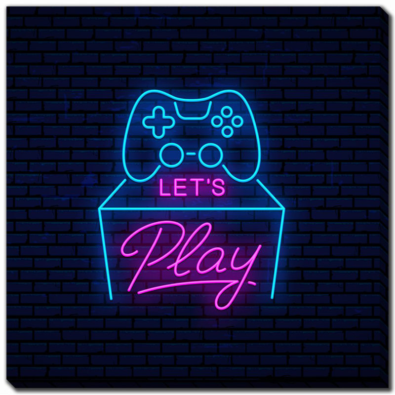 Neon Gaming 3 Canvas Wall Art