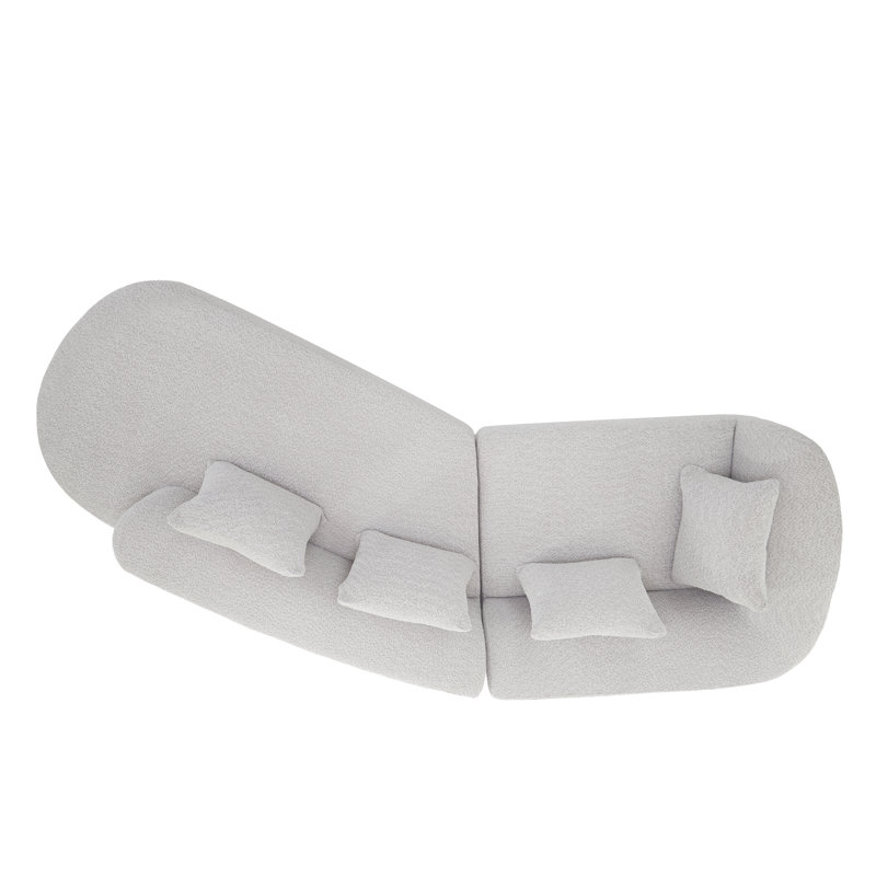 Lunford 116" Modern Curved Compression Sectional Sofa With Back Pillows, Wheat Polyester