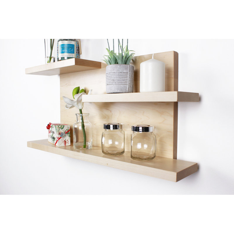 3 tablettes flottantes en bois massif, Érable