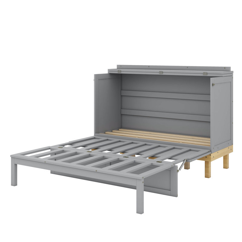Grand lit convertible avec armoire de rangement, Gris