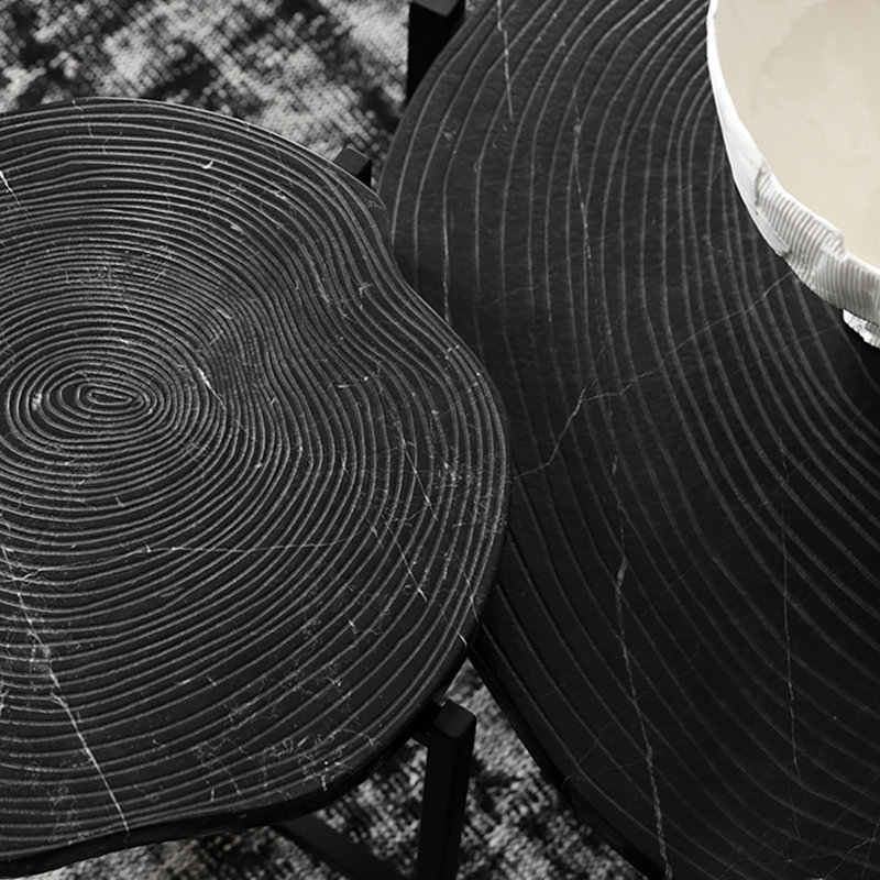 Table basse irrégulière en bois massif, Noir, noir, noir, noir, Noir, noir, noir, noir