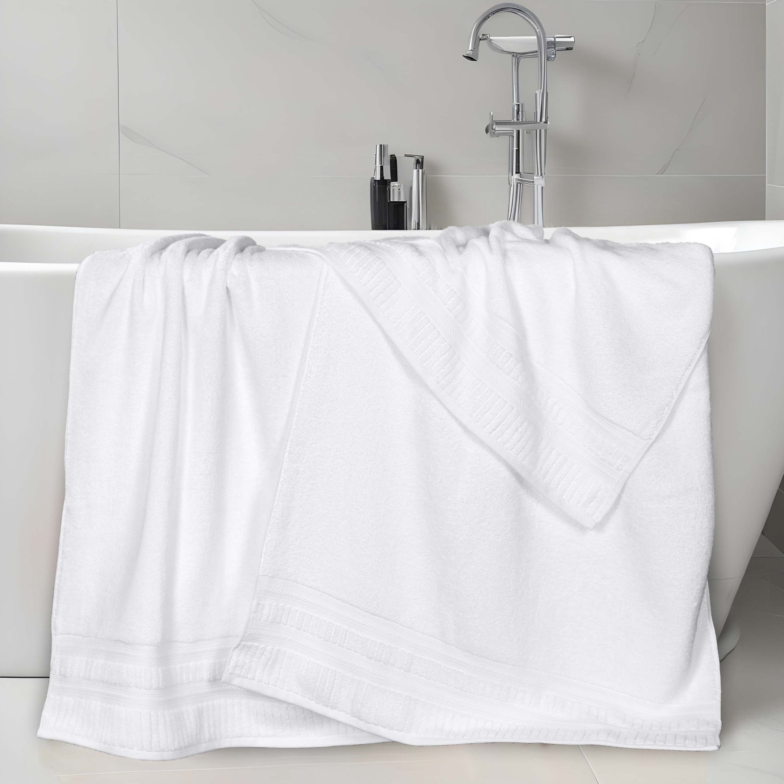 Zero-Twist Cotton Towel Set, White, Bath Sheets - 2 Pack