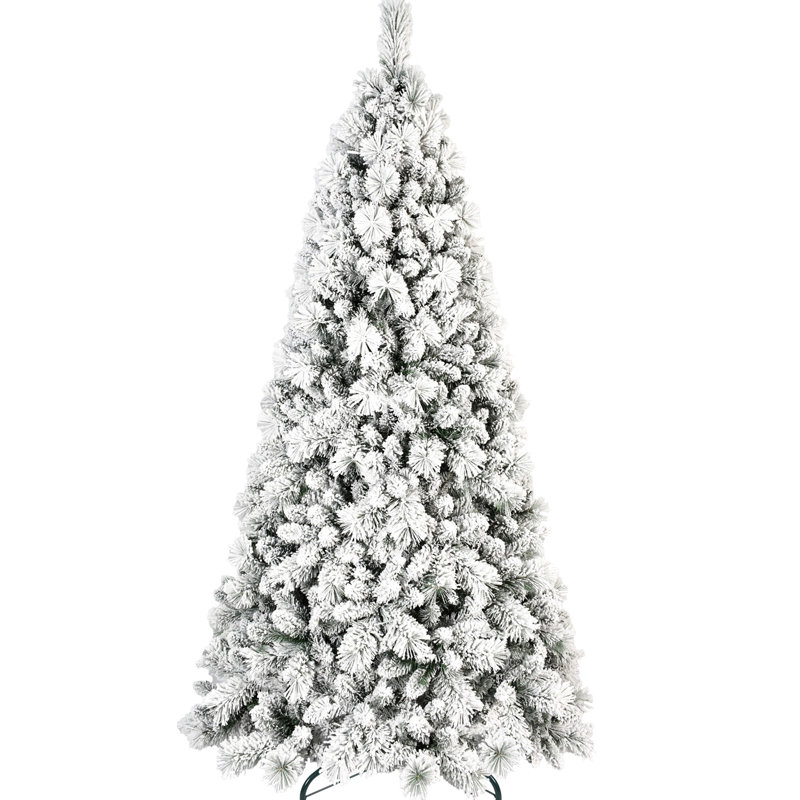 Arbre floqué réaliste de 5 pi avec 518 pointes et branches d'aiguilles dures, cadre à charnières facile à installer pour les galeries d'art, support en métal massif, décorations de Noël pour assembler les bibliothèques d'installation, décoration