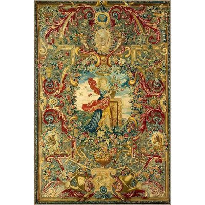 Modern Yellow Toned Woman Woven Base Rug