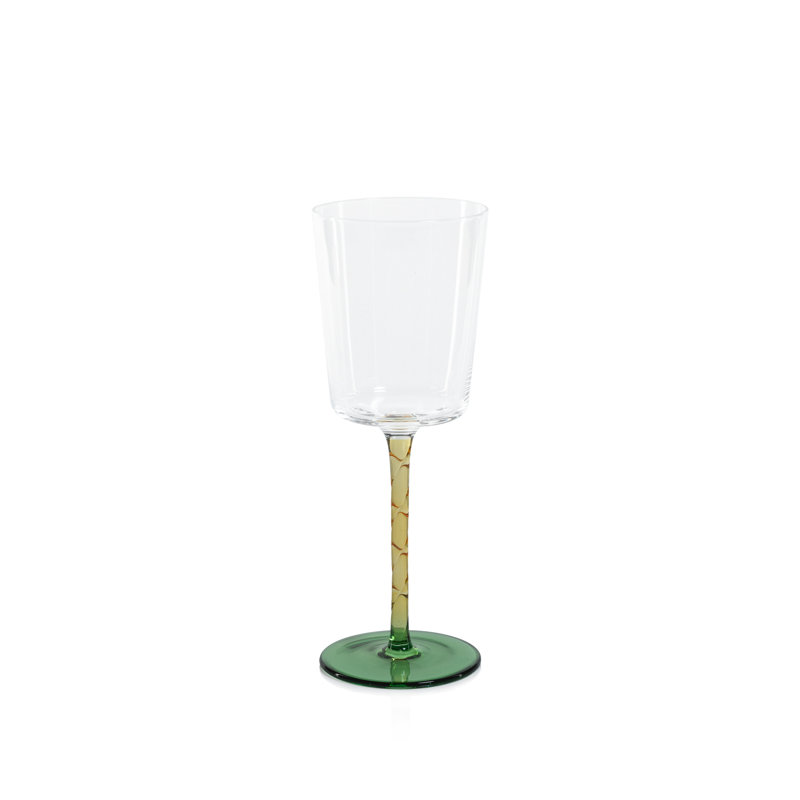 Ensemble de 6 pièces 11,83 oz. Verre à vin en verre blanc, Vert / ambre