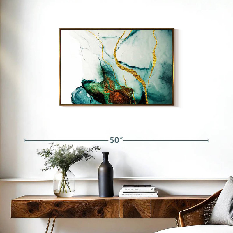 Lucilla stries dorées, Cadre flottant doré, 31 po x 21 po