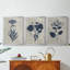 Fleurs pressées bleu marine I - Toile tendue avec châssis sur mesure - 3 pièces-518659181-518659186