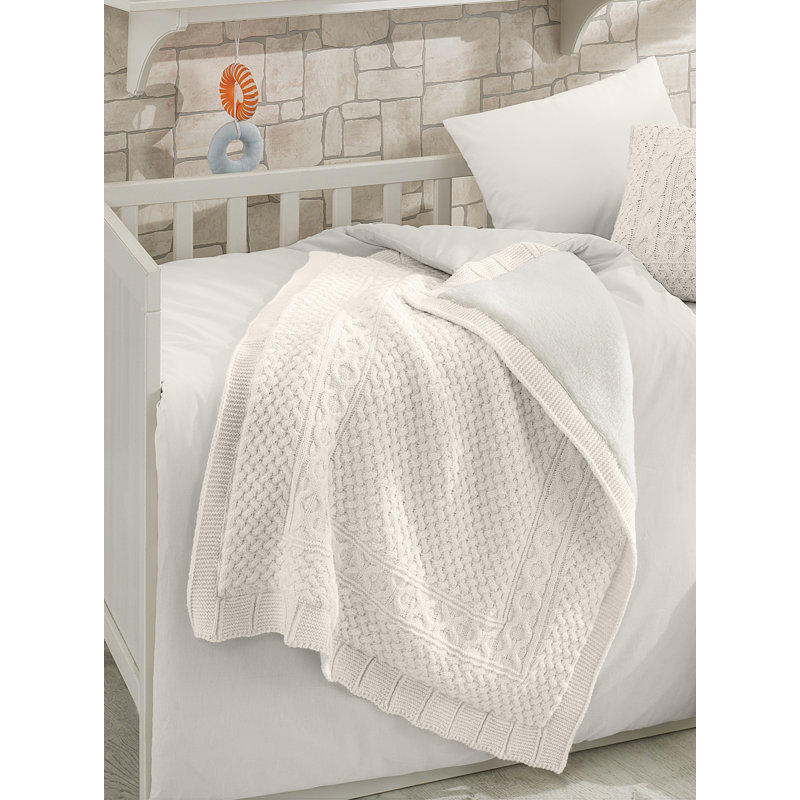 Couverture pour bébé en laine Kingsley, Crème