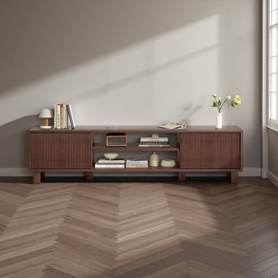 Modern TV Stand For Up To 70'' Tvs, Large Media Console With Storage & Open Shelves, Stylish Entertainment Center For Living Room