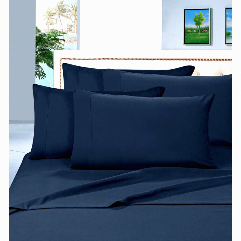Luxury Navy Blue 1500 Thread Count Wrinkle-Free Bed Sheet Set - Fade Resistant, Soft & Smooth 6 Piece Set for Ultimate Comfort & Style