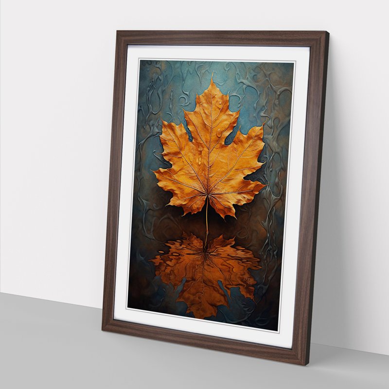 Leaf Realism - Single Picture Frame Print on Wood, 64cm H x 46cm W x 2cm D, Walnut Framed